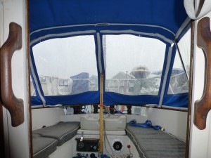 It was a rainy day in Newport. We put up the cockpit enclosure, and just hunkered down and rested.