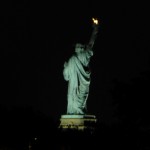 NYC Liberty at night from back